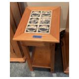 Pair of wooden end tables w/ tile top