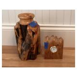Unique live edge wooden vase & clock