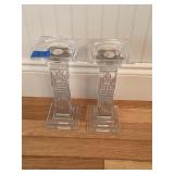 Pair of crystal candle holders