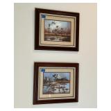 Pair of framed duck themed prints