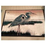 Heron print area rug