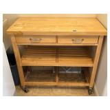 Rolling wooden storage cart