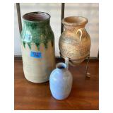 3 Pottery Art Vases