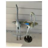 Pair of bird lawn ornaments