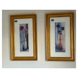Pair of framed floral artwork