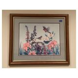 Framed birdbath artwork