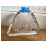 Etched Glass Heron Paperweight