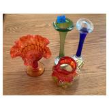 Lot of vintage colored glass vases