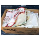 Box of assorted vintage linens