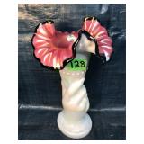 White & Pink Fenton Vase