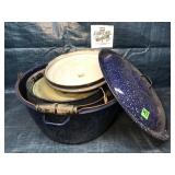 Lot of enamelware pots & lids