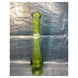 Vintage Green Glass Swung Vase