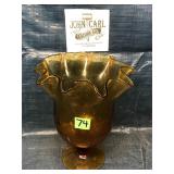 Vintage Amber Glass Vase
