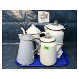 4 vintage enamelware pitchers