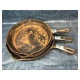3 Cast Iron Pans