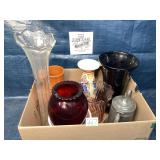 Lot of vintage glass vases & bowls