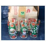 6 pc set of vintage Christmas glasses