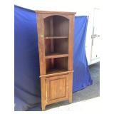 Wooden corner shelf with cabinet