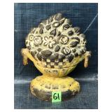 Cast iron basket of flowers doorstop