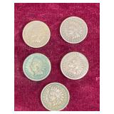 COIN:  Indian Head One Cent, 05 ea