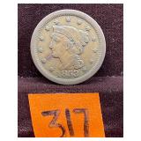 COIN:  1853 Braided Hair Liberty One Cent
