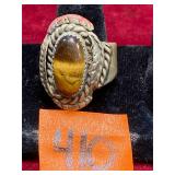 Sterling Silver Ring with Stone, Size 13