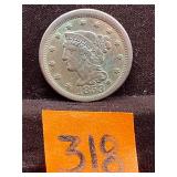 COIN:  1853 Braided Hair Liberty One Cent