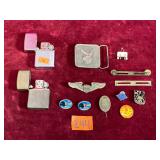 Vintage Zippo Lighters, Military Pins and More
