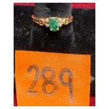 10K Gold Ring, Green Stone, Size 7