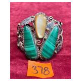 Silver Cuff Bracelet with Stones