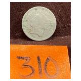 COIN:  1865 III Cent Nickel