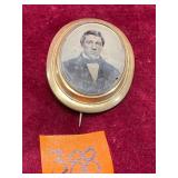 Antique Black & White Photo Gold Style Broach