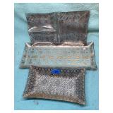 3 vintage glass serving trays