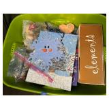 Tote of Christmas ornaments/decorations