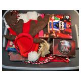 Tote of Christmas decorations