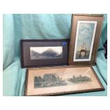 3 nature themed framed prints/artwork
