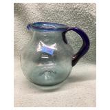 Vintage artisan hand blown glass pitcher