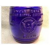 Vintage cobalt blue glass cookie jar
