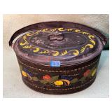 Vintage oval hand painted tin