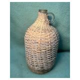 Vintage Wicker Wrapped Glass Wine Jug
