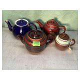 4 Vintage Pottery Teapots