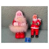 Pair of vintage Santa ornaments