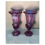 Pair of vintage purple glass vases