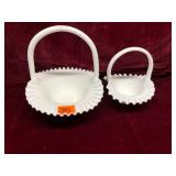 Vintage Hobnail Milk Glass Baskets