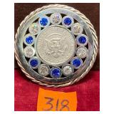 Vintage Rhinestone & Half $ Belt Buckle