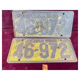 Vintage 1928 Pennsylvania License Plates