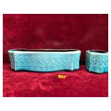 Vintage Red Wing Aqua Blue Planters