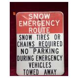 Vintage Snow Emergency Route Sign