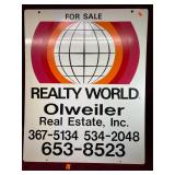 Vintage MetalOlweiler Real Estate Sign