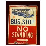Vintage Bus Stop Sign, Double Sided